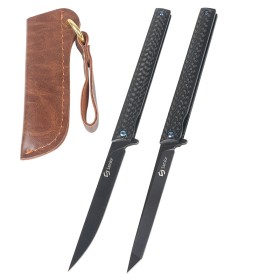 Real M390 Powder Steel Pen Carbon Fiber Handle Folding Knife UD408794